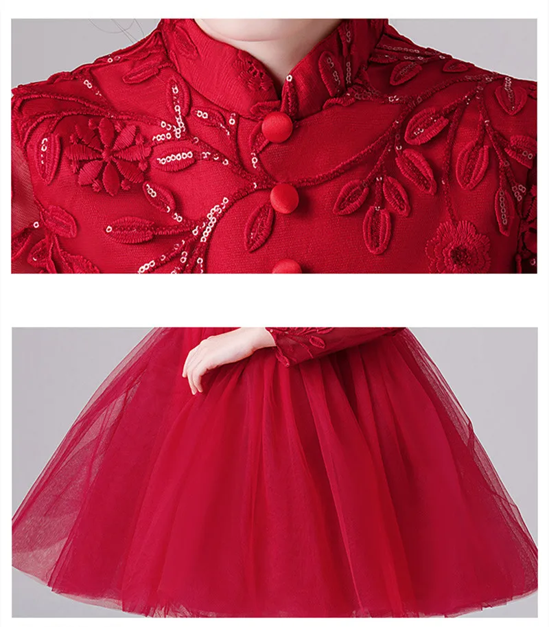 Girls Elegant Wedding Princess Dress Kids Evening Prom Dresses Girl Bridemaid Ball Red Gown Party Clothing Carnival Costume | Детская
