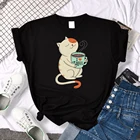 Футболка женская с принтом I Love Coffee, Облегающая рубашка с рисунком апельсинового кота, Спортивная повседневная майка, с рисунком