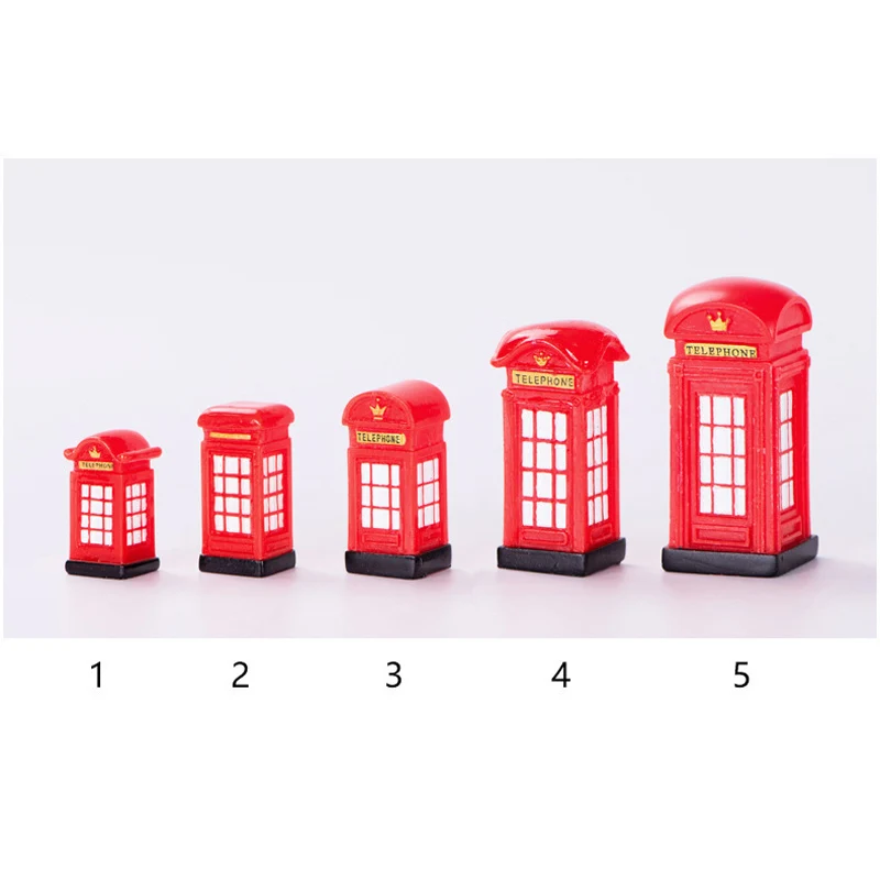BAIUFOR Vintage Red Telephone Booth Figurines &amp Miniatures For Fairy Garden Sand Table of Building Model Child kids Toys | Дом и сад