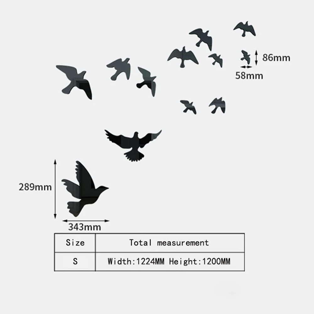 3D Acrylic Wall Stickers Peace Dove Mirror Stickers Room Decoration Wall Stickers Home Decor Creative Wall Decor