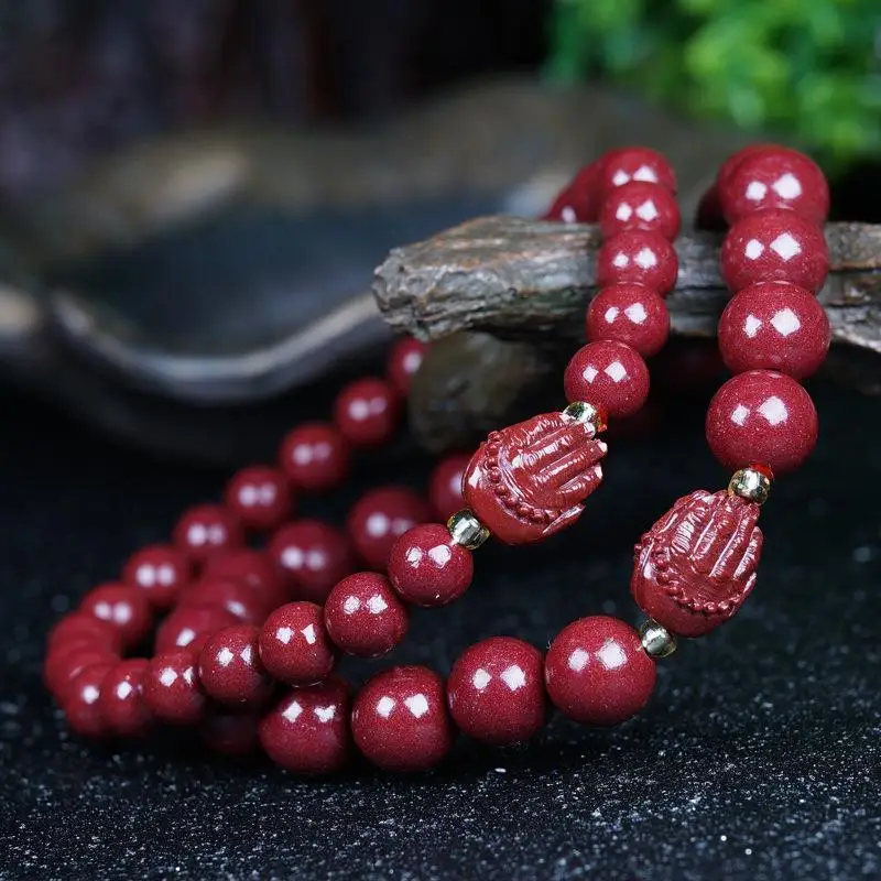 

New design Natural Cinnabar Men's and Women's Versatile Bracelet 97 High Content Cinnabar Bergamot Gourd ethnic style ornaments