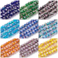 8mm10mm12mm handmade lampwork beads glass inner flower faceted rondelle loose bead for bracelet diy jewelry making