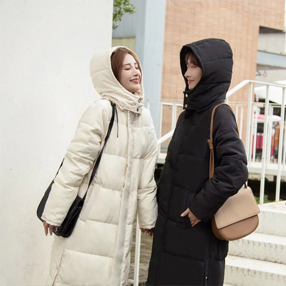 Women Winter Thick Warm Parka Coat Long-sleeved Cotton Hooded Down Jacket Korean Style Elegant Coat Ladies Coats and Jackets