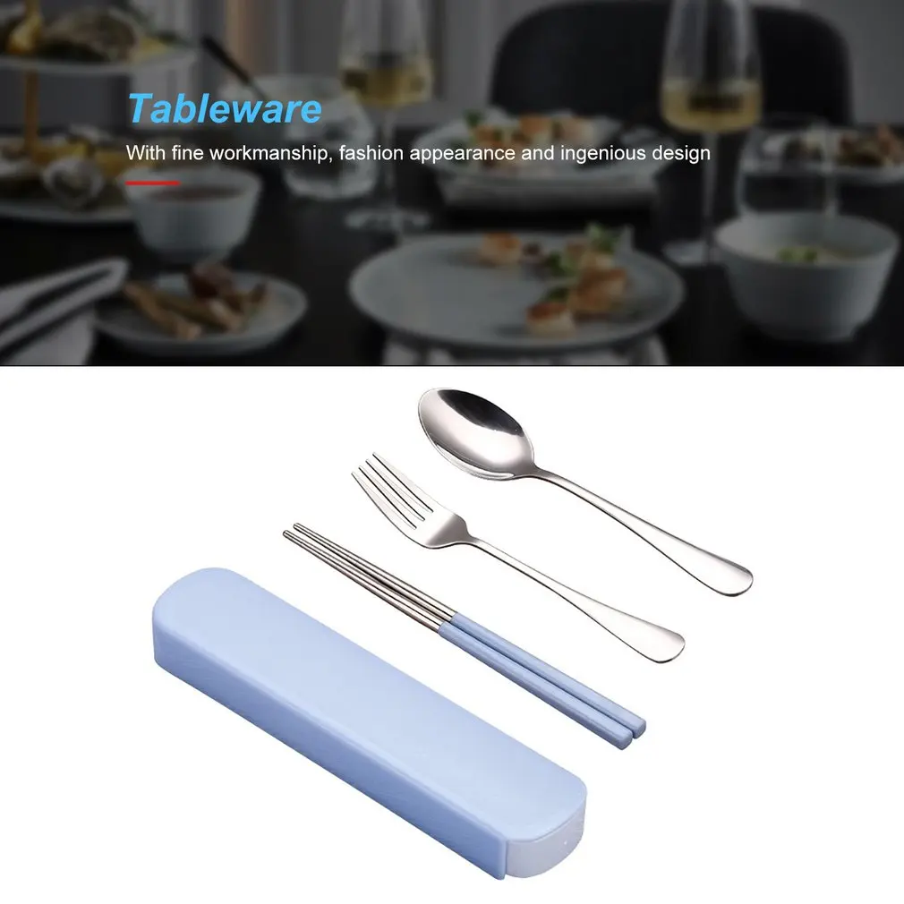 3 шт. портативный набор посуды из нержавеющей стали дорожная посуда с коробкой