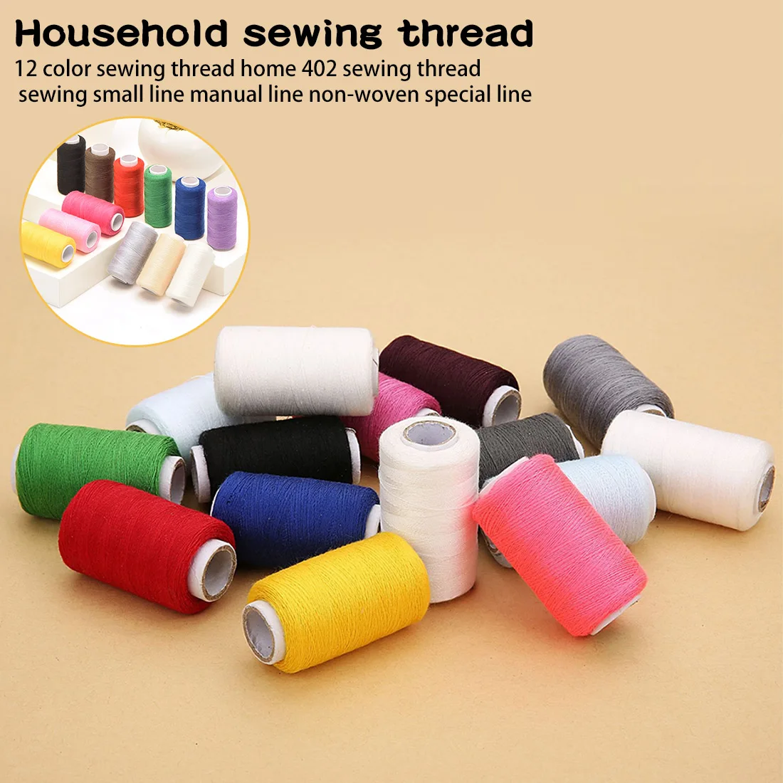 

12-color sewing thread reel for hand embroidery 200 yards household sewing kit per spool Household sewing thread hot sale