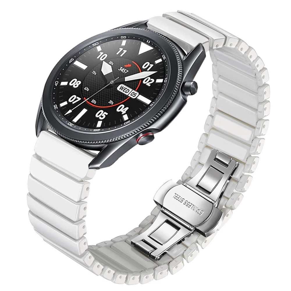 

20 22 мм ремешок для samsung galaxy watch 3 45 мм 41 мм полоса active 2 gear s3 frontier Ceramic correa для huawei watch gt2e браслет