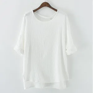 Рубашка женская с длинным рукавом, повседневная хлопковая льняная одежда, Свободный Топ, размера плюс, l-5XL 6XL, весна-лето 2021