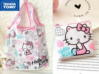 takara tomy cartoon hello kitty shopping bag large capacity portable foldable vest bag green bag shopping storage bag