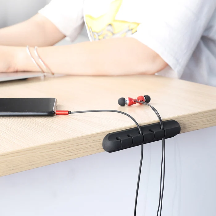 Органайзер для кабелей, силиконовый USB устройство для сматывания кабеля, настольные аккуратные зажимы для управления, настольный органайзер для кабелей, H-best