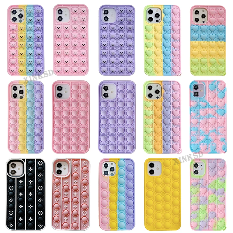 

Phone Case for Iphone 11 12 Pro Max 6 s 7 8 Plus SE2 X XR XS Max Rainbow Silicone Cover