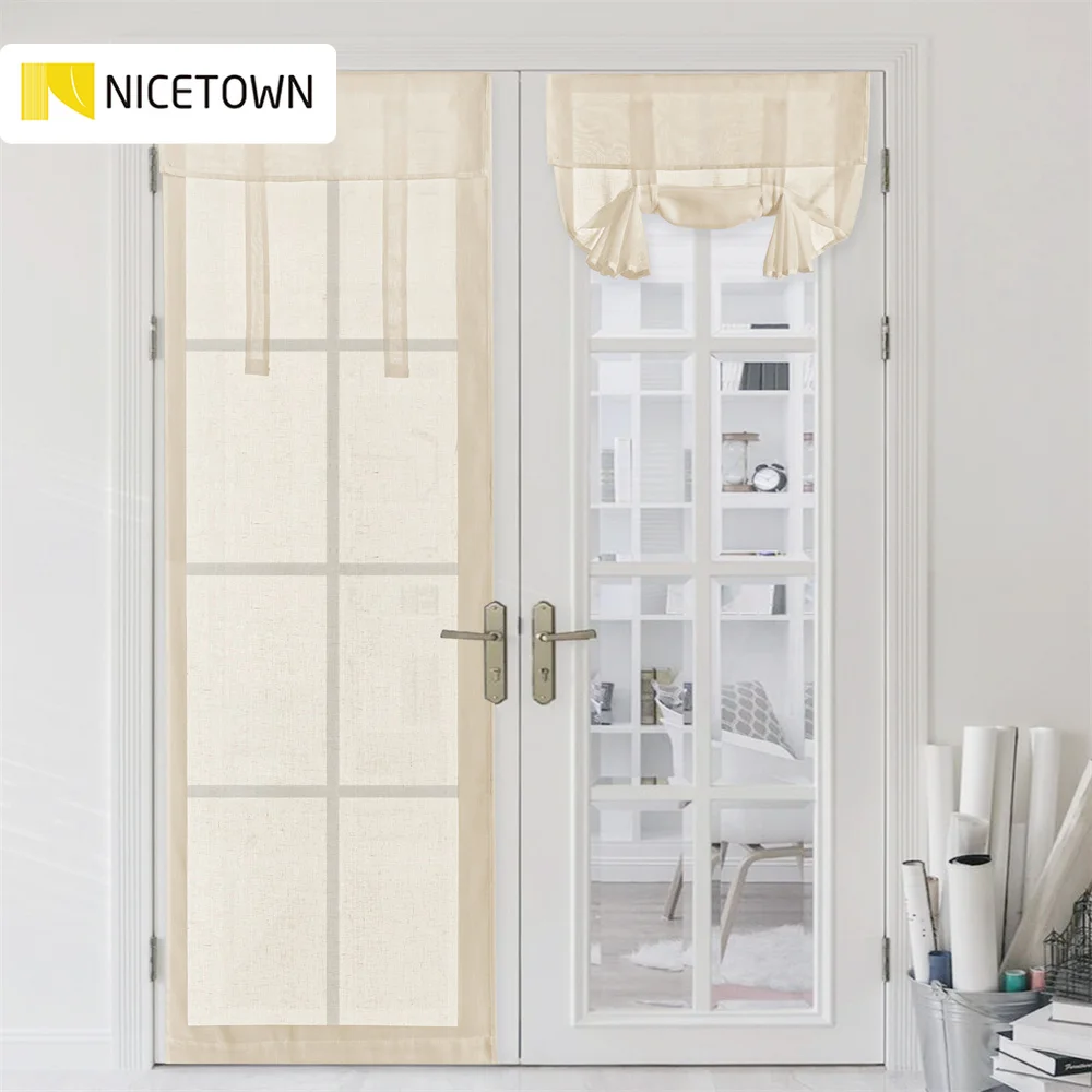 

NICETOWN прозрачная трехстворчатая оконная дверь, занавес, светильник, занавес для французских дверей, регулируемая длина, занавес для дверей