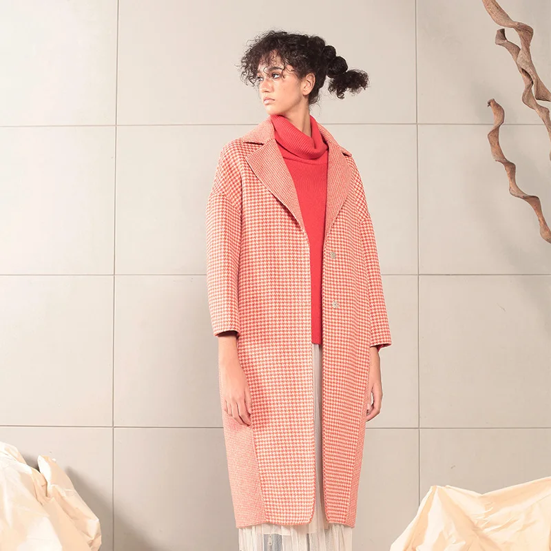 Женское шерстяное пальто Hendy новинка 2019 Осень-зима двустороннее - Цена: 15574.53