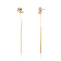 new fashion gold metal rod long earrings wing shape zirconia ear line dangle drop earrings for women party jewelry gifts