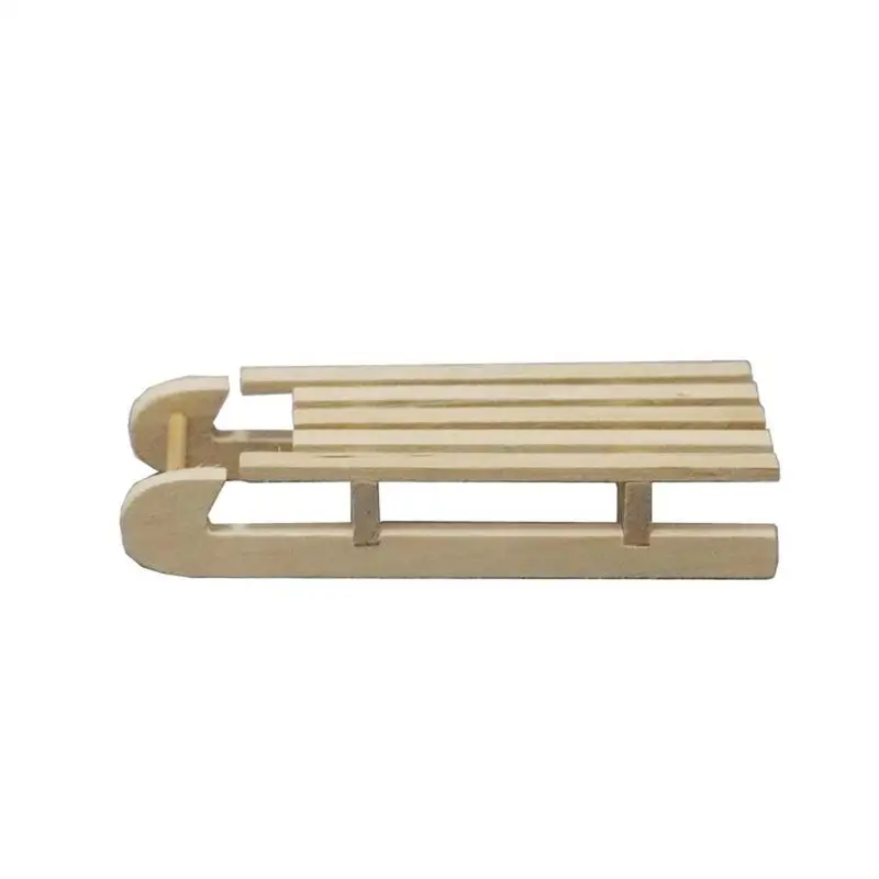 

1pcs Wooden Sled Diy Creative Dollhouse Christmas Scene Accessories Colored Decoration Sled Doll House Diy Model Wood C2X5