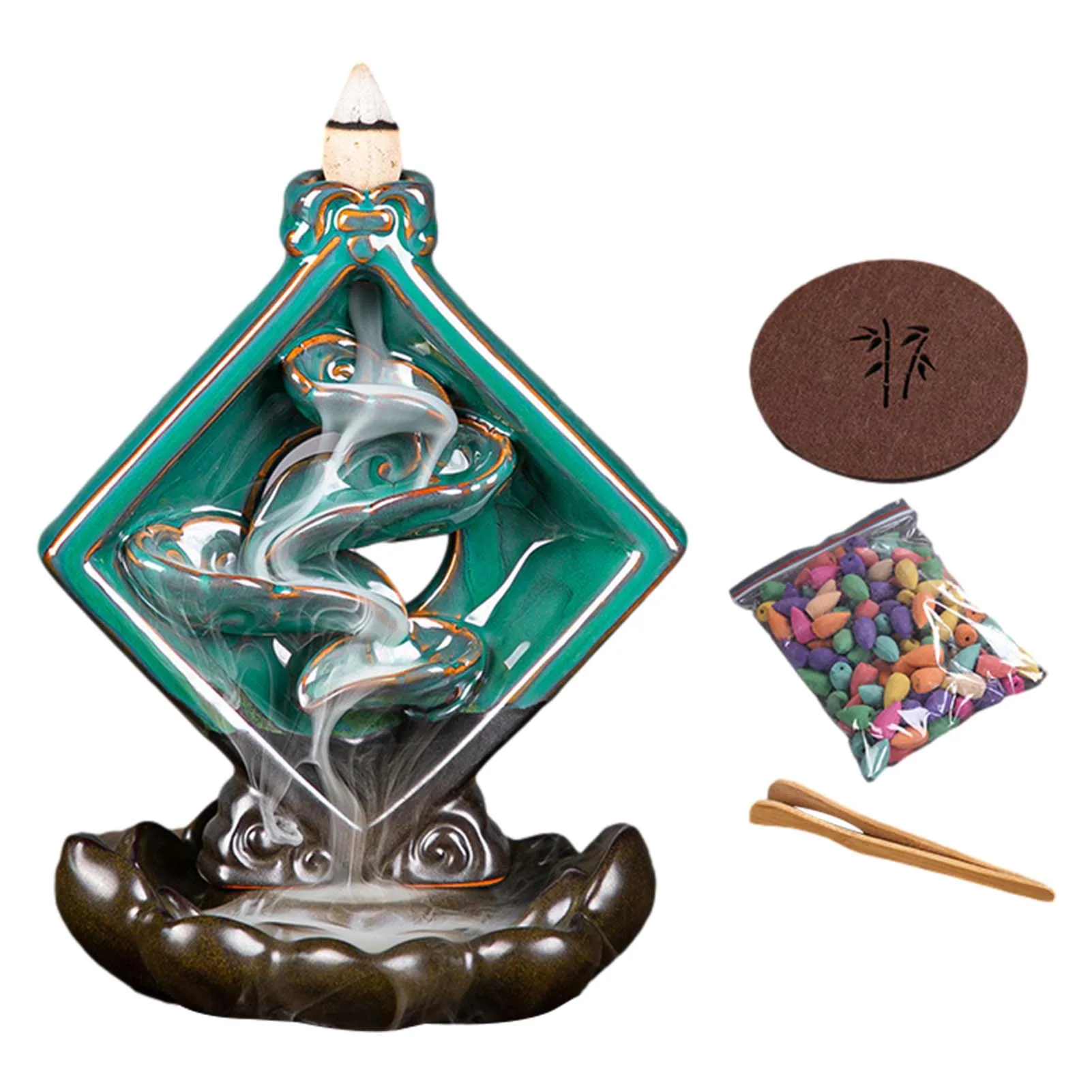 

Ceramic Backflow Incense Burner Landscape River Home Decor Yoga Meditation Buddhist Censer Waterfall Incense Burner Dropshipping