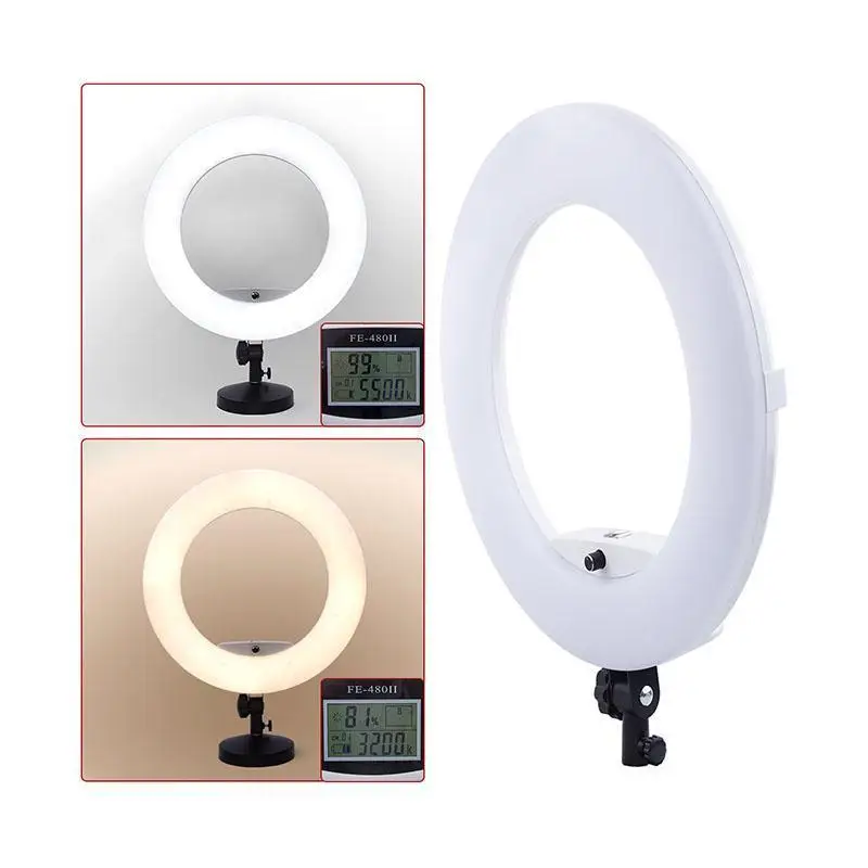 

Yidoblo FE-480II White Photo Studio LED Ring Light + Portable bag LCD Screen Lamp RC Photographic Lighting 5500K 480LED Lights