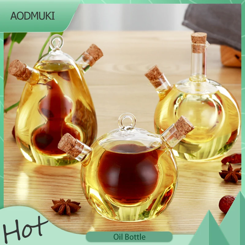 Емкость для контроля масла двойного назначения Стеклянная банка Бутылка приправ