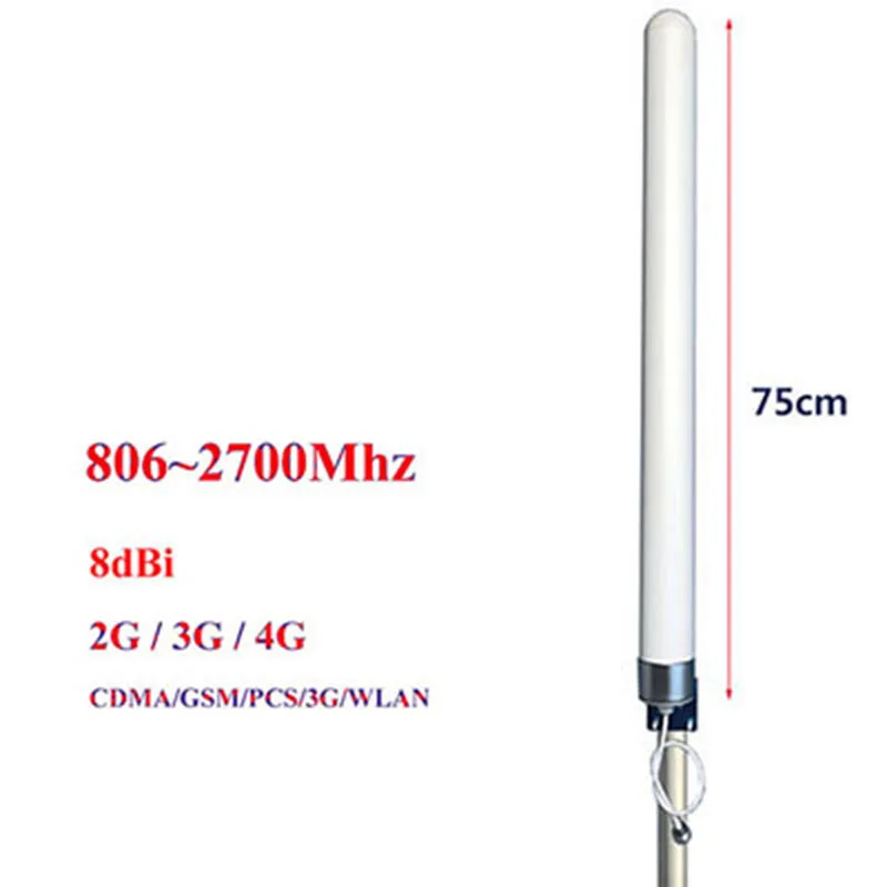 full band 2g 3g 4g 8dBi 806-2700MHz Omni Fiberglass Antenna for GSM CDMA PCS  WLAN 4G lte high gain for repeater booster