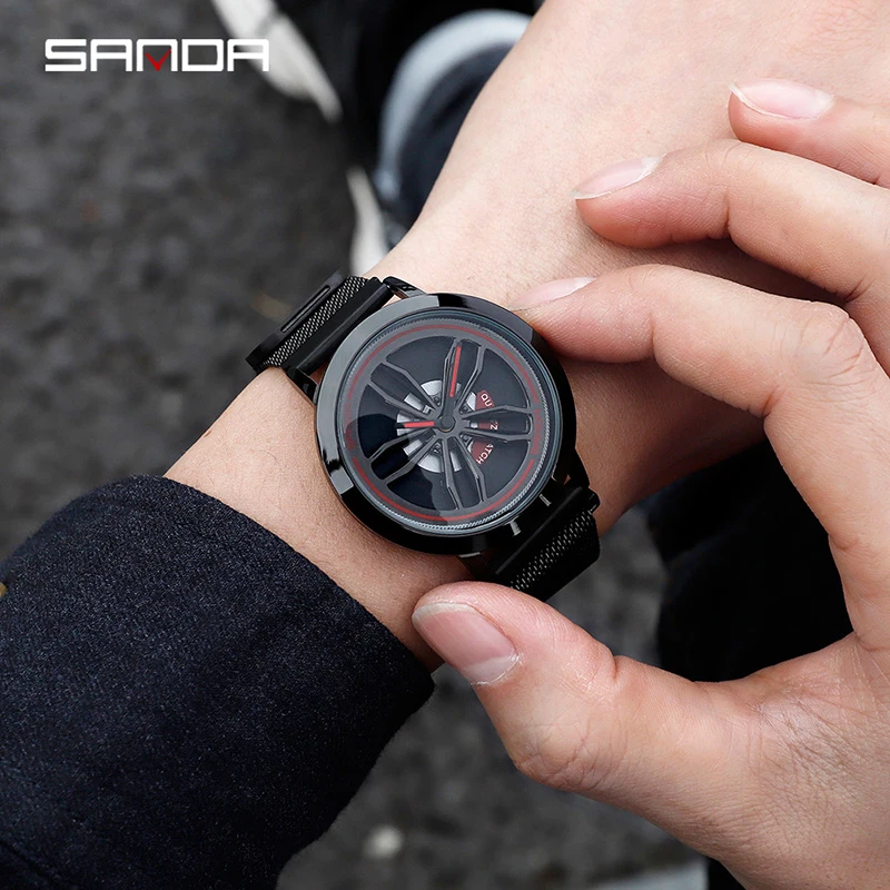 Часы наручные SANDA мужские с линзами роскошные брендовые ультратонкие деловые