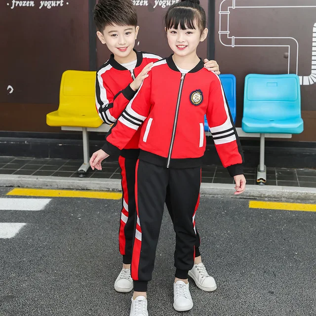 Spring and autumn children's sportswear two-piece primary school uniforms class uniforms boys and girls long-sleeved spring and