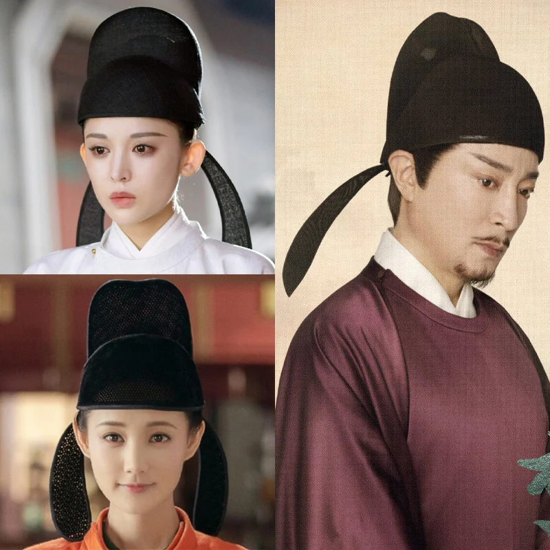 Черные регулируемые шапки в стиле древнего китайского дворника для взрослых