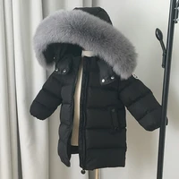 childrens clothes boys and girls long down jacket thick ski jacket