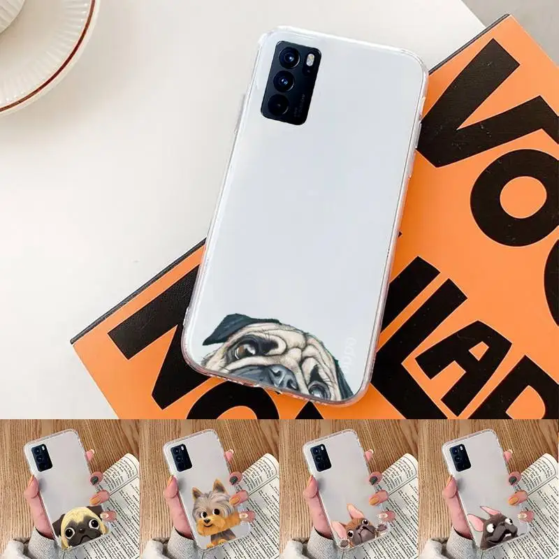 

Dog French Bulldog Phone Case Transparent For oppo Realme FIND V X Q 2 3 5 7 11 50 GT Q2 PRO PLUS moible bag