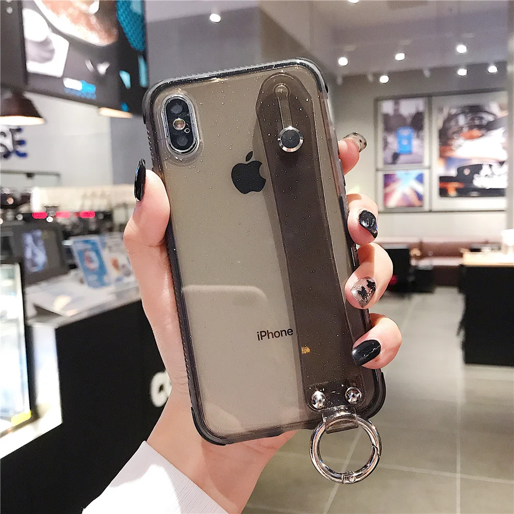 NFH Тонкий блестящий браслет ударопрочный чехол для iPhone 6 6S Plus X XS XR XS Max 7 8Plus силиконовый браслет чехол-подставка