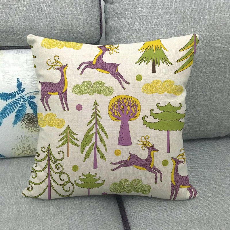 45 см * простой дизайн Рождественский олень льняные хлопковые наволочки для