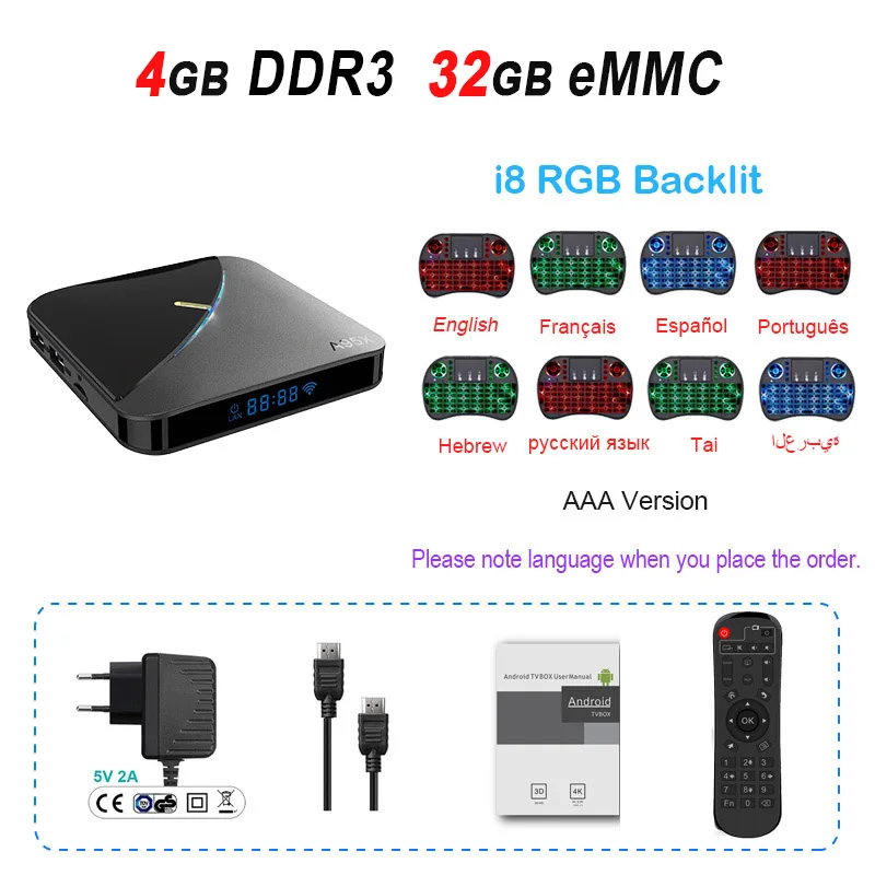 4GB 32GB i8RGB A95X F3 Air Smart tv Box Amlogic S905X3 Android 9,0 tv Box 4GB 64GB 2,4G 5G Wifi 8K RGB светильник медиаплеер 4K Netflix A95X Box - Цвет: 4GB 32GB i8RGB