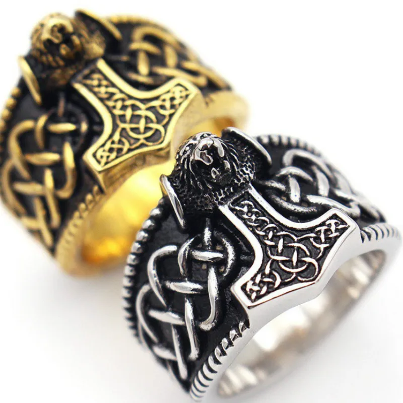 Мужское кольцо с головой волка из сплава Руна викингов амулет ювелирные изделия