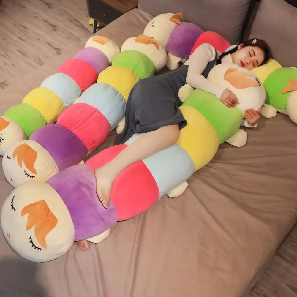 

1 pcs 100/130cm ins Rainbow Colorful Caterpillars Plush Kids Toys Soft Plush Hold Pillow Doll Boys Girls Toy Cushion New Gifts