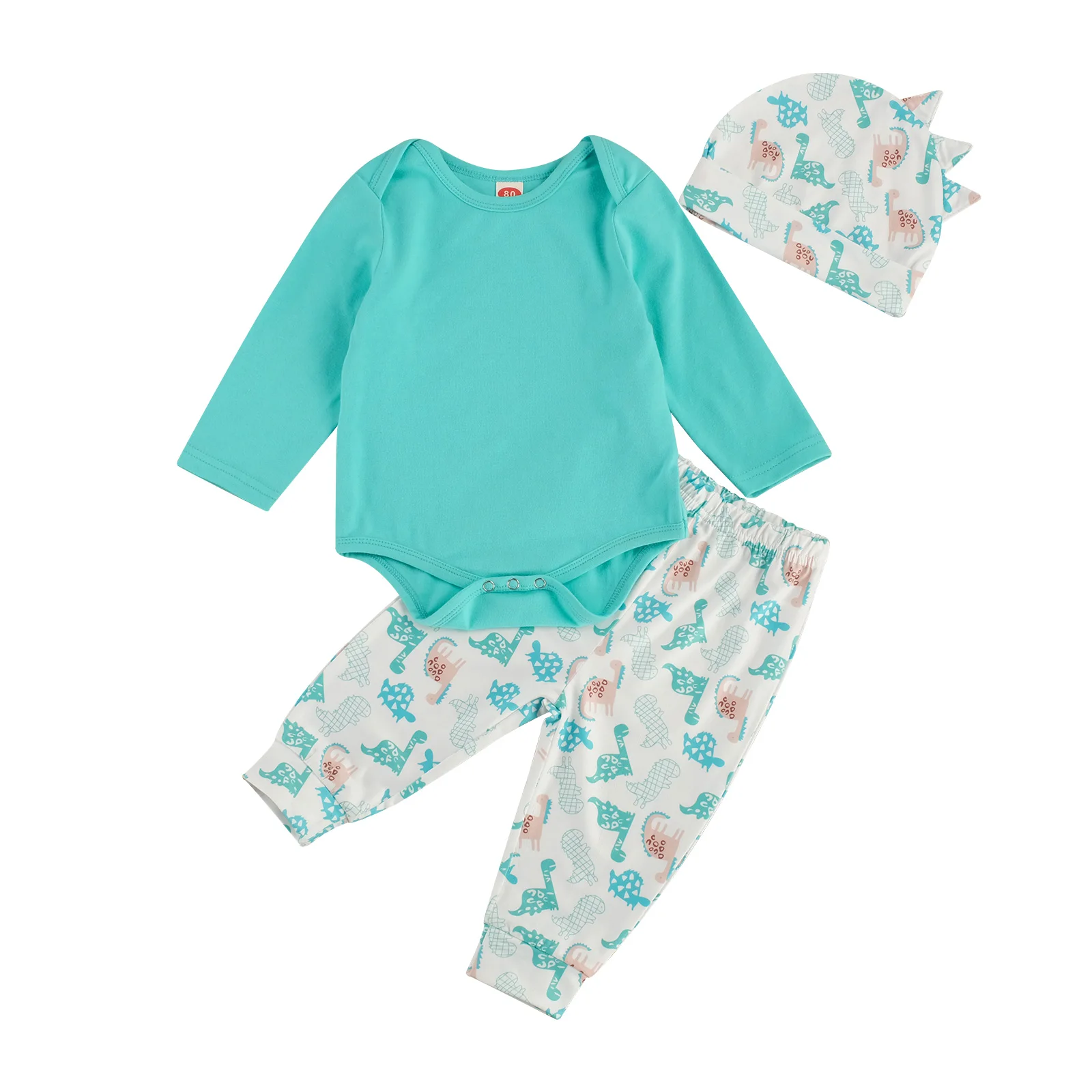 

Повседневный комбинезон для новорожденных, однотонный комбинезон с длинным рукавом и круглым вырезом, эластичные длинные штаны с капюшоно...