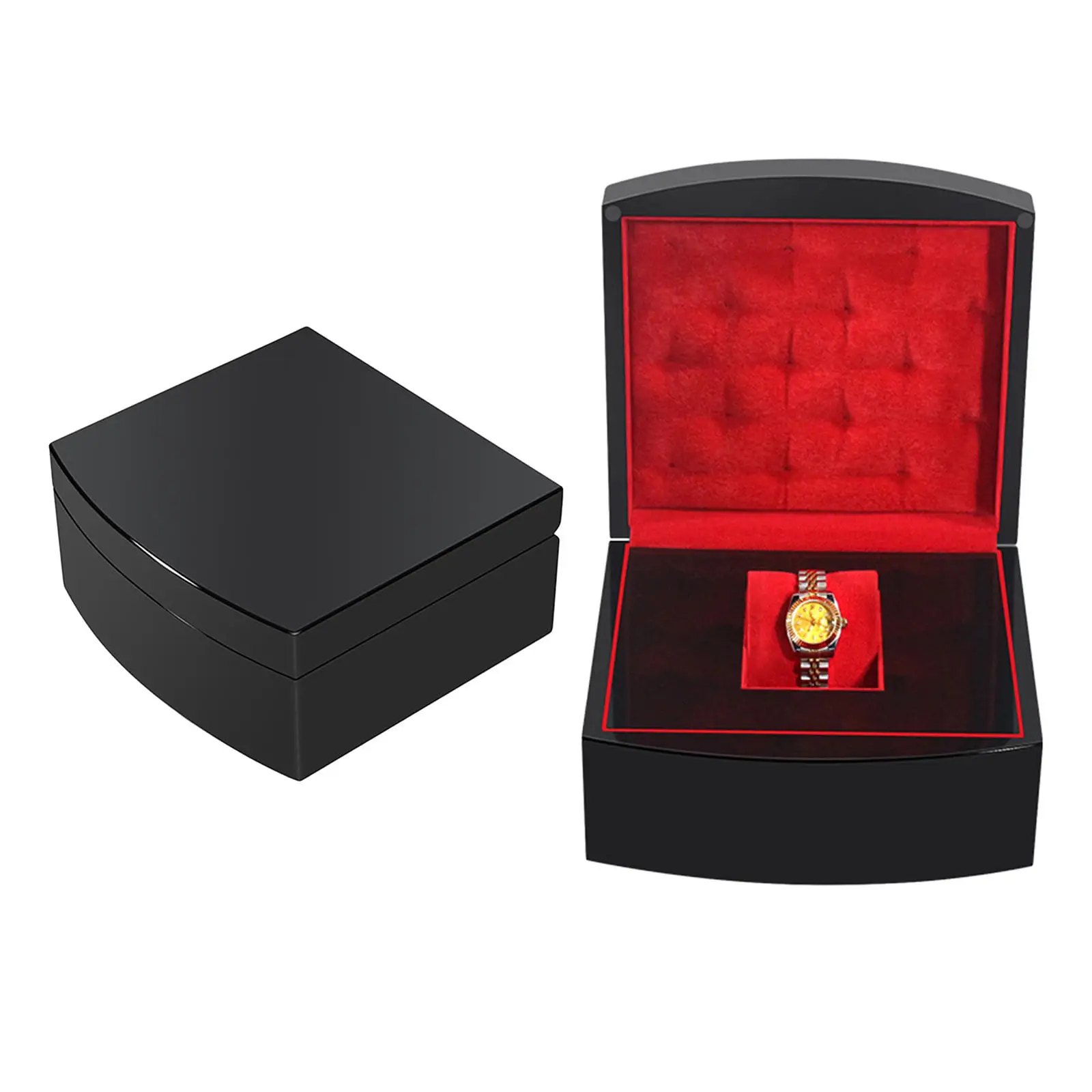 

Wood Watch Case Box Holder Single Grid with Removable Cushions for Display Personal Use Wedding Engagement Gift Collector Holder