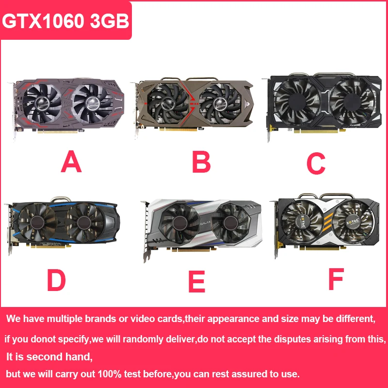 Видеокарта GTX 1060 3 ГБ бит GDDR5 GPU видеокарта PCI-E3.0 для nVIDIA GeForce Games мощнее чем 1050Ti 4 Гб |