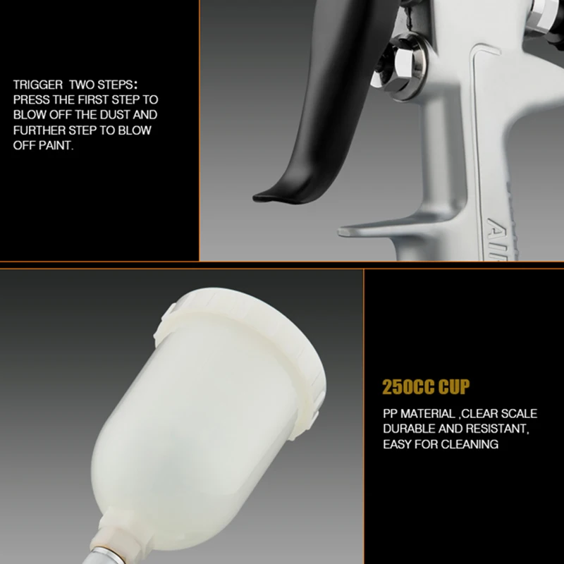 

Air Paint Spray Nozzle Tool HVLP 1.0MM Sprayer Gravity Feed for Auto Home Shop Painting