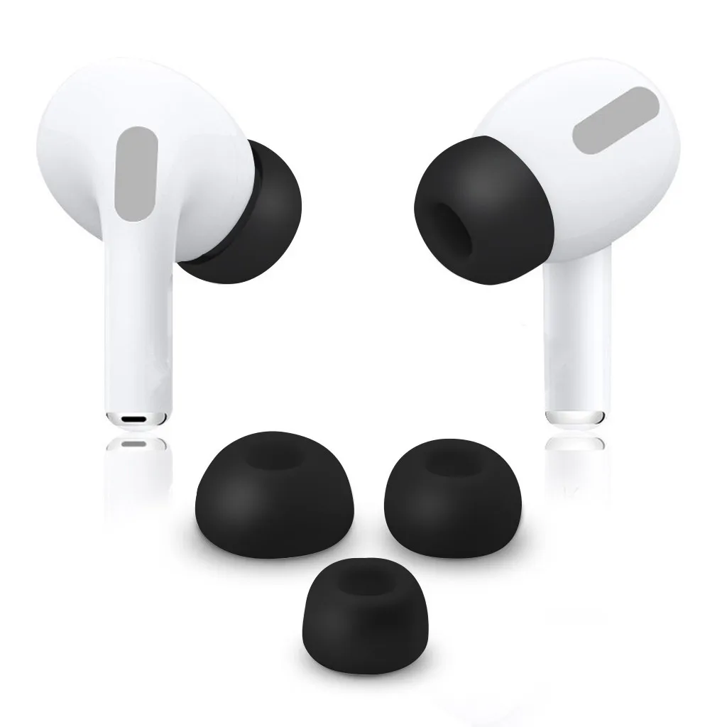 6 шт. сменные силиконовые насадки BEHATRD для наушников Apple Air pods Pro черные наушники #