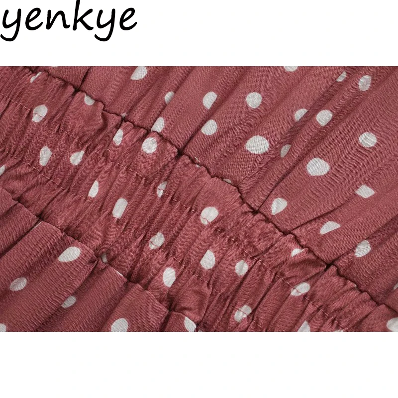 

Fall Vintage Polka Dot Dress Women Long Sleeve Lapel Collar Elastic Waist A-line Long Maxi Dress Plus Size Casual Dress