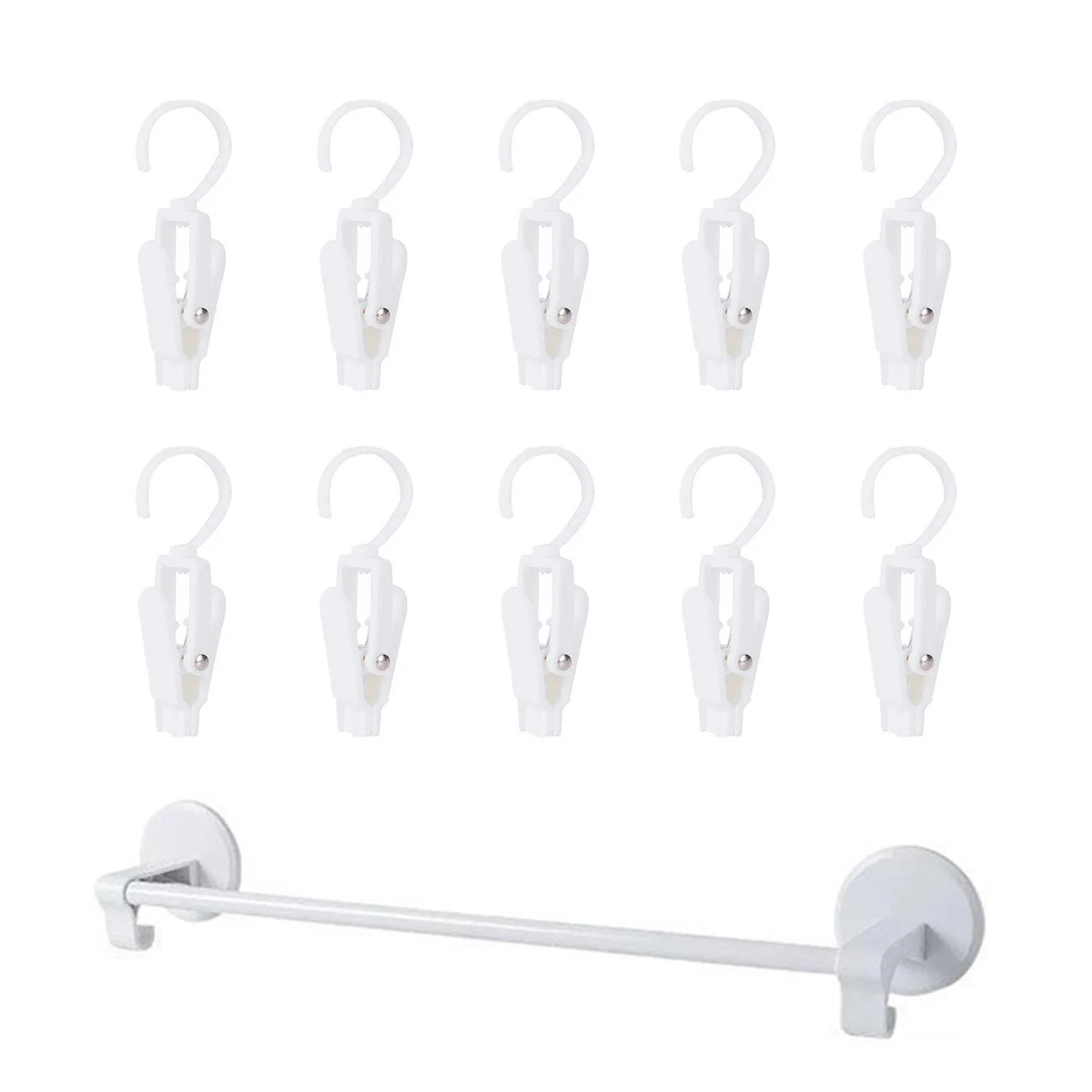 

Hats Rotatable Clips With Rod Portable White Multi-Functional Organizer Sturdy Heavy Duty Clothing Organizer Rack For Pants Sh
