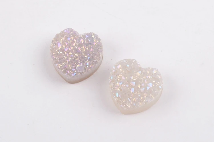 AB Natural Color BOROSA Druzy ювелирные изделия, 10 шт стильное сердце Радужный Титан друзы бисера из натурального Друзового камня бусины для ожерелья браслет ювелирные изделия LS066 - Цвет: AB Natural Color