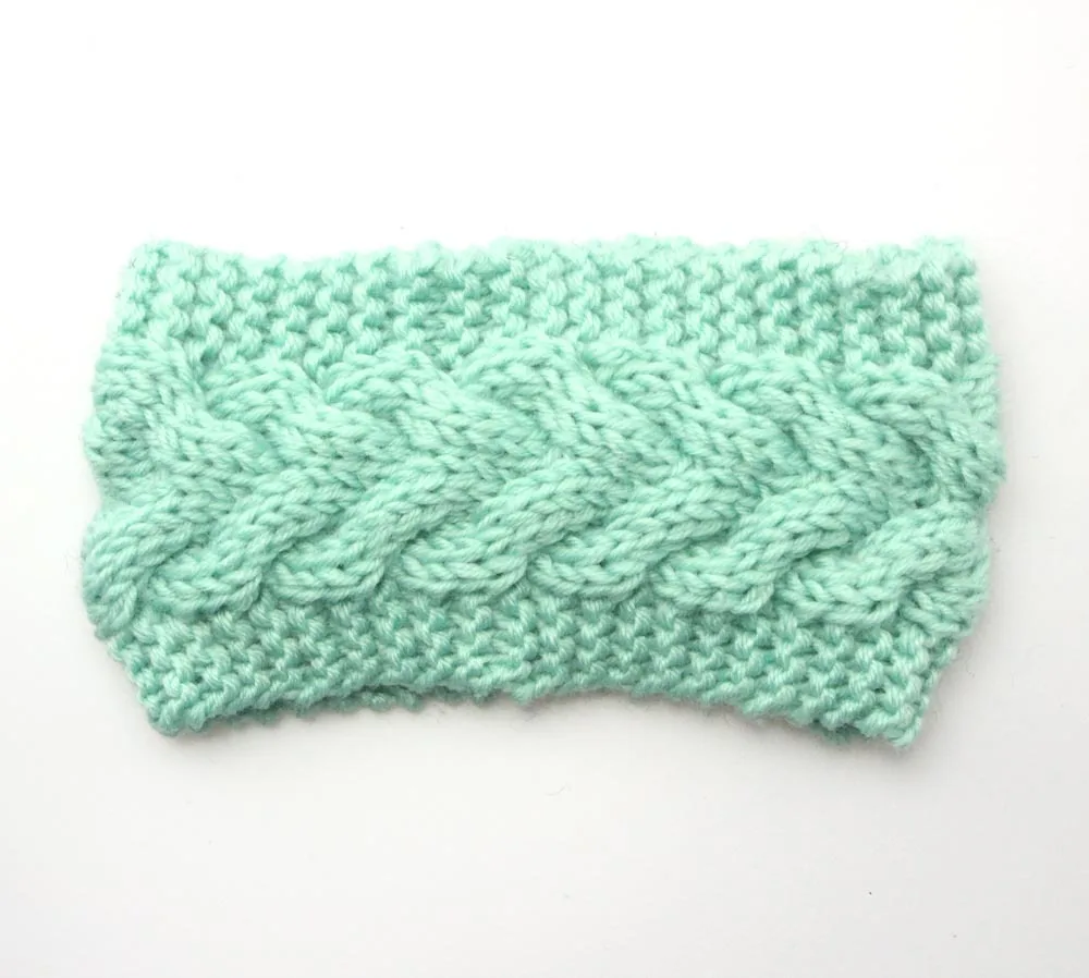 Зимняя теплая однотонная женская шерстяная вязаная крючком повязка на голову