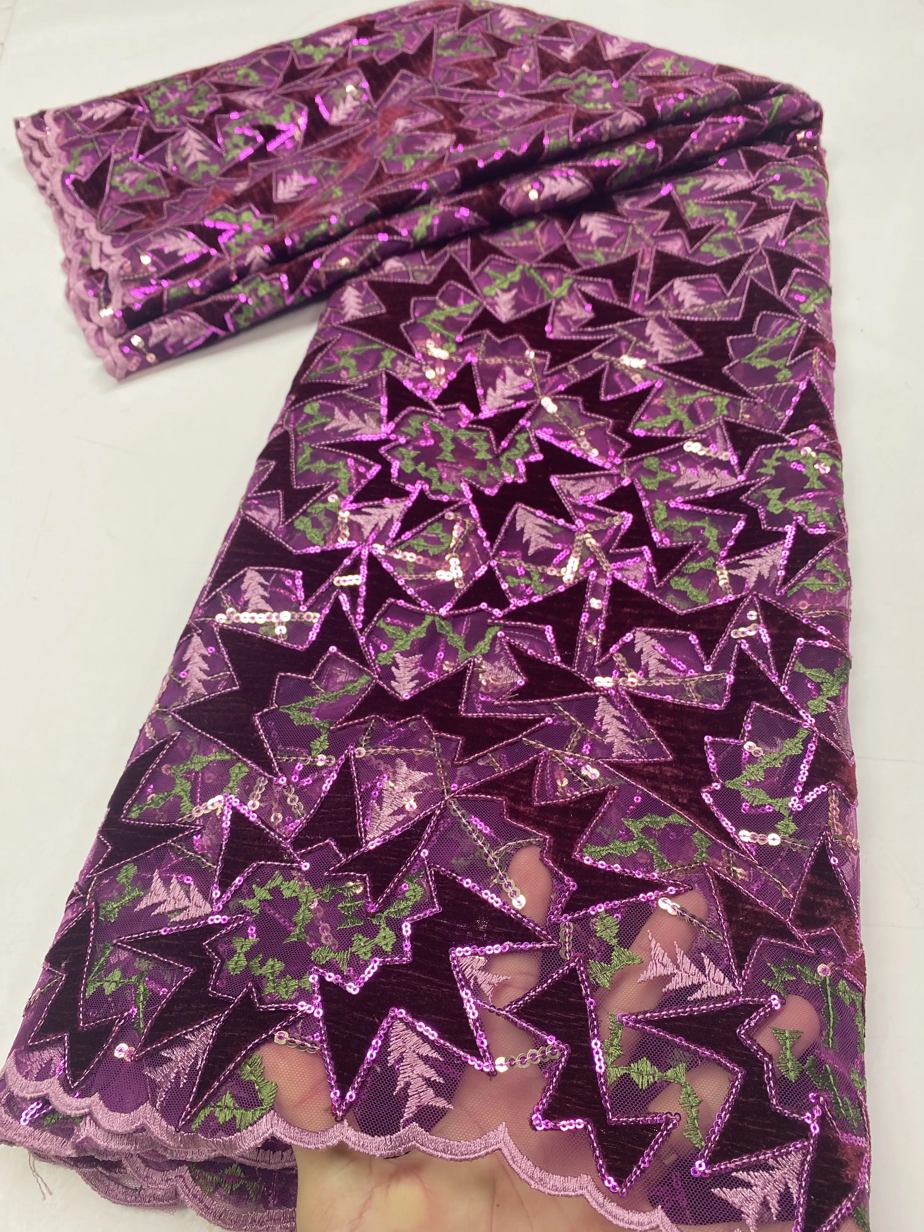 

Nigerian French Tulle Lace Fabric Embroidered Sequin Lace Fabric 2020 African Net Lace Fabric Material For Party Dress QF3666B