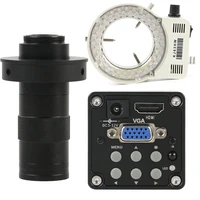industrial digital 14mp 1080p hdmi vga video microscope camera 130x adjustable zoom c mount lens 56 led ring light