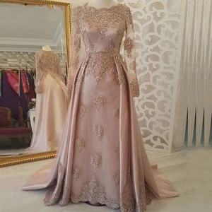 Вечернее платье розового цвета с мусульманской аппликацией, ТРАПЕЦИЕВИДНОЕ свадебное платье Дубая, платье для выпускного вечера, платья с блестками на заказ