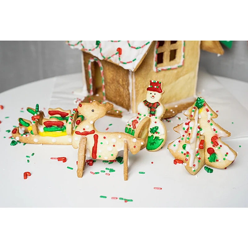 3D Рождественские формы печенья набор из нержавеющей стали бисквитная форма 8 шт