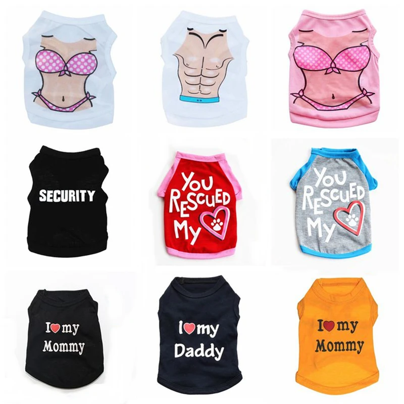 Модная одежда для собак и кошек летняя футболка подходящая щенков милая жилет