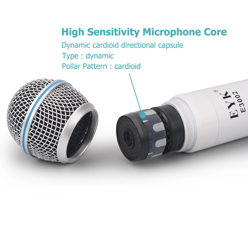 Ручной микрофон EYK 3002 двойной ручной с автоматическим выбором стабильный прием