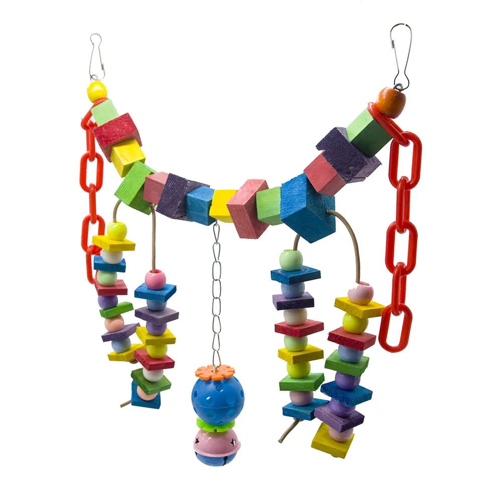 Цветной деревянный блок для попугаев подставка птиц Жевательная рама игрушечный