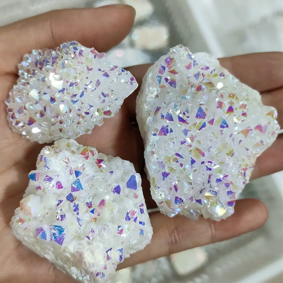 

Красивый 1 шт. натуральный кристалл Geode Aura Crystal гальваническое покрытие титановый кварцевый кластер камень целебный Природный кварц Crystal 1 шт...