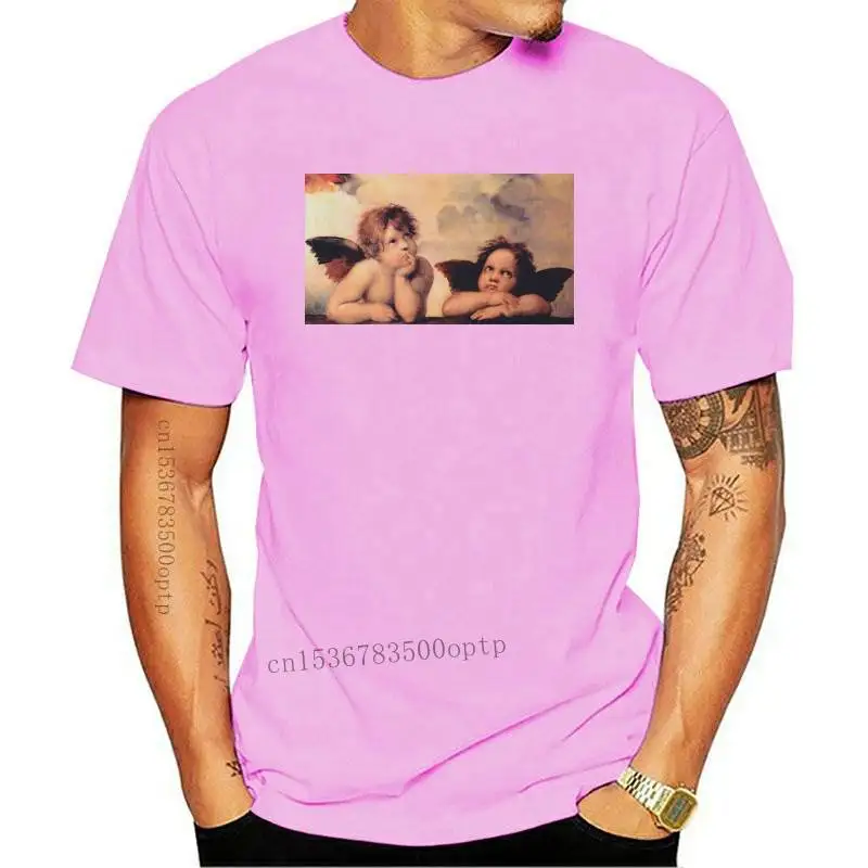 

Женская футболка с коротким рукавом и принтом ангелов